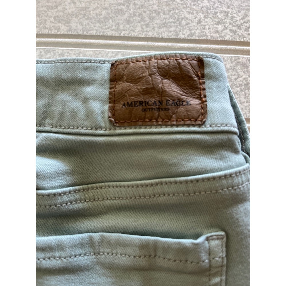 American Eagle Kick Crop Jeans Sage Green Size 10 Regular Stretch Denim Pants - Picture 6 of 7